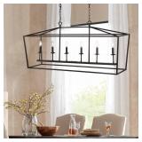 Pagoda 49" Linear 6-Bulb Lantern Metal LED Pendant, Oil Rubbed Bronze by JONATHAN Y- Retail:$267.99 JYL7439A