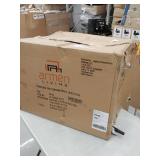 Amador Barstool in a Black Powder Coated Finish and Vintage Coffee Faux Leather- Retail:$267.99. LCJTBABLVC30 ( ONLY ONE)