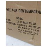 Amador Barstool in a Black Powder Coated Finish and Vintage Coffee Faux Leather- Retail:$267.99. LCJTBABLVC30 ( ONLY ONE)