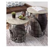Lavish Home Gray Nesting End Tables With Storage 80-ENDTBL-22