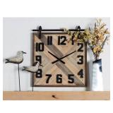 Modern 27 x 24 Inch Wood and Iron Square Wall Clock by Studio 350- Retail:$109.49