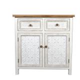 Rustic Distressed White Storage Cabinet- Retail:$339.49 WHIF754 DAMAGED