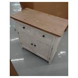 Rustic Distressed White Storage Cabinet- Retail:$339.49 WHIF754 DAMAGED