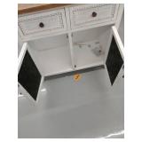 Rustic Distressed White Storage Cabinet- Retail:$339.49 WHIF754 DAMAGED