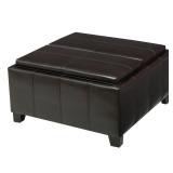 Mansfield Faux Leather Tray Top Storage Ottoman by Christopher Knight Home- Retail:$238.99. 55736.00