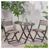Hillside Outdoor Acacia Wicker Bistro Set by Christopher Knight Home- Retail:$226.99. 65090.00 DGRY