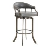 Pharaoh Swivel Mineral Finish and Grey Faux Leather Bar Stool- Retail:$259.49 DAMAGED