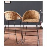The Curated Nomad Landria Natural Woven Fiber Stools (Set of 2)- Retail:$459.99 BC1130832