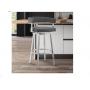 Cohen 30" Gray Faux Leather And Brushed Stainless Steel Swivel Bar Stool LCLRBABSGR30