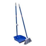 Quickie Stand and Store Stand & Store Long Handle, Upright Broom and Dustpan Set for Use in Home, Kitchen, Office, Lobby, and Outdoors, 1-Pack, Blue