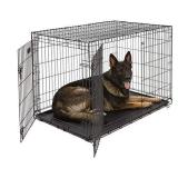 XL Dog Crate MidWest ICrate Double Door Folding Metal Dog Crate w/ Divider Panel|XL Dog Breed, Black