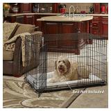 XL Dog Crate MidWest ICrate Double Door Folding Metal Dog Crate w/ Divider Panel|XL Dog Breed, Black
