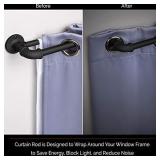 Sun Zero SN47080 Bronn Wrap Around Window Double Curtain Rod, 66-120", Matte Black