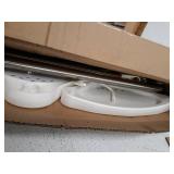 BAOYOUNI Bathroom Shower Corner Caddy Bath Tub Storage Rack Shelves Organizer Tension Pole with 3-Tier Adjustable Tray & Towel Bar - Ivory