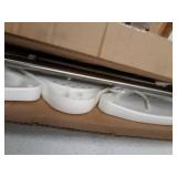 BAOYOUNI Bathroom Shower Corner Caddy Bath Tub Storage Rack Shelves Organizer Tension Pole with 3-Tier Adjustable Tray & Towel Bar - Ivory