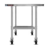 DuraSteel Stainless Steel Work Table 24" x 18" x 34" Height w/ 4 Caster Wheels - Food Prep Commercial Grade Worktable - NSF Certified - Good for Restaurant, Business, Warehouse, Home, Kitchen, Garage