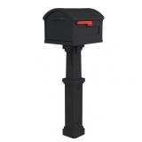 Gibraltar Mailboxes Grand Haven Extra Large, Plastic, Mailbox and Post Combo, Black, GHC40B01