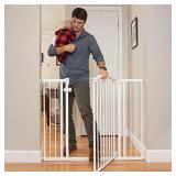 Summer Infant Extra Tall & Wide Safety Baby Gate, Fits Openings 29.5-53" Wide, Metal for Doorways & Stairways, 38" Tall Walk-Through Baby & Pet Gate, White