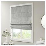 Madison Park Cordless Roman Shades-Fabric Privacy Panel Darkening Energy Efficient, Thermal Insulated Window Blind Treatment, for Bedroom, Living Room Decor, 33x64, Como, Grey