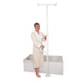 Stander Security Pole and Curve Grab Bar, Elderly Tension Mounted Floor to Ceiling Transfer Pole, Bathroom Safety Aid & Standing Support, Iceberg White