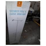 Stander Security Pole and Curve Grab Bar, Elderly Tension Mounted Floor to Ceiling Transfer Pole, Bathroom Safety Aid & Standing Support, Iceberg White