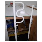 Stander Security Pole and Curve Grab Bar, Elderly Tension Mounted Floor to Ceiling Transfer Pole, Bathroom Safety Aid & Standing Support, Iceberg White