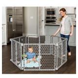 Regalo Versatile Play Space 192-Inch Plastic Super Wide Portable Baby Gate and Play Yard, 4-In-1, Bonus Kit, Includes 4 Pack of Wall Mounts, Indoor and Outdoor Play Space, Cool Gray