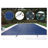 WaterWarden Safety Inground Pool Cover, Fits 16â x 34â, Blue Mesh â Easy Installation, Triple Stitched for Maximum Strength, Includes All Needed Hardware, SCMB1634, Rectangle