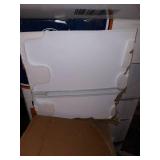 GE GDE03GGKWW Mini Fridge 3.1 Cubic Ft. Double-Door Design with Glass Shelves, Crisper Drawer & Spacious Freezer Small Refrigerator Perfect for The Garage, Dorm Room, or Bedroom White, Cu