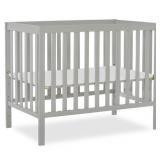 Dream On Me Edgewood 4-in-1 Convertible Mini Crib, Cool Grey