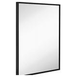 Hamilton Hills Clean Large Modern Black Frame Wall Mirror 30" x 40" Contemporary Premium Silver Backed Floating Glass Panel Vanity, Bedroom, or Bathroom Mirrored Rectangle Hangs Horizontal or Vertical