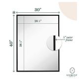 Hamilton Hills Clean Large Modern Black Frame Wall Mirror 30" x 40" Contemporary Premium Silver Backed Floating Glass Panel Vanity, Bedroom, or Bathroom Mirrored Rectangle Hangs Horizontal or Vertical