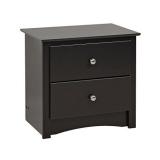 Prepac Black Sonoma 2 Drawer Nightstand