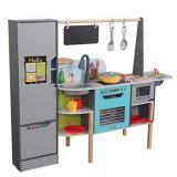KidKraft Alexa-Enabled 2-in-1 Wooden Kitchen & Market with Lights and Sounds, Interactive Foods and Games Plus 105 Accessories, Gift for Ages 3+, Amazon Exclusive