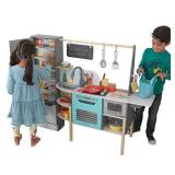 KidKraft Alexa-Enabled 2-in-1 Wooden Kitchen & Market with Lights and Sounds, Interactive Foods and Games Plus 105 Accessories, Gift for Ages 3+, Amazon Exclusive