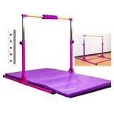 PreGymnastic Updated 5ft/6ft Long Base No Wobble Expandable Gymnastics Kip Bar with Fiberglass Rail & 304 Stainless Steel Regulating Arms, Adjustable Height 3