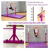 PreGymnastic Updated 5ft/6ft Long Base No Wobble Expandable Gymnastics Kip Bar with Fiberglass Rail & 304 Stainless Steel Regulating Arms, Adjustable Height 3