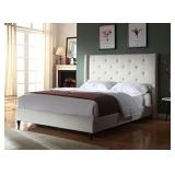 Home Life Premiere Classics Cloth Light Beige Cream Linen 51" Tall Headboard Queen