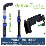 EVERSPROUT 7-to-19 Foot Utility Hook with Extension Pole (25 Foot Reach) | Installing and Hanging Christmas/String Lights, Birdfeeders, Reaching High Places | Lightweight, Telescoping Extension Pole