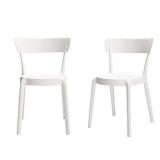 Amazon Basics White, Armless Bistro Dining Chair-Set of 2, Premium Plastic