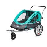 Instep Quick-N-EZ Double Tow Behind Bike Trailer, Converts to Stroller/Jogger, Teal