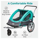 Instep Quick-N-EZ Double Tow Behind Bike Trailer, Converts to Stroller/Jogger, Teal