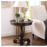 Roundhill Furniture Rene Round Wood Pedestal Side Table, Espresso