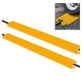 Pyle PCBLCO101X2YL 2-Pc Cable Protector Cover Ramp-One Channel Heavy Duty, Safely Conceals Wire/Hose/Pipe & Driveway Protective Armor w/High Visibility Yellow Color-PCBLCO101X2YL, Multicolored
