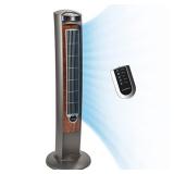 Lasko Portable Electric 42.5" Oscillating Tower Fan with Nighttime Setting, Timer and Remote Control for Indoor, Bedroom and Home Office Use, Silverwood T42954
