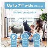 Perma Child Safety Indoor/Outdoor Ultimate Retractable Baby Gate 39" Tall Extends to 71" Wide, Black w/Aluminum Casing