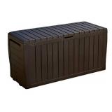 Keter Marvel Plus 71 Gallon Resin Outdoor Storage Box for Patio Furniture Cushion Storage, Brown