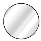 Black Round Wall Mirror - 24 Inch Large Round Mirror, Rustic Accent Mirror For Bathroom, Entry, Dining Room, & Living Room. Metal Black Round Mirror For Wall, Vanity Mirror Large Circle Wall Mirror