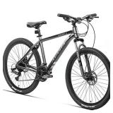 AVASTA Adult Mountain Bike 21-Speeds 26-Inch Wheels for Men and Wowen, Aluminum Frame Disc Brakes Mountain Bicycle, Front Suspension,Grey