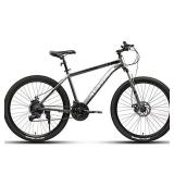 AVASTA Adult Mountain Bike 21-Speeds 26-Inch Wheels for Men and Wowen, Aluminum Frame Disc Brakes Mountain Bicycle, Front Suspension,Grey